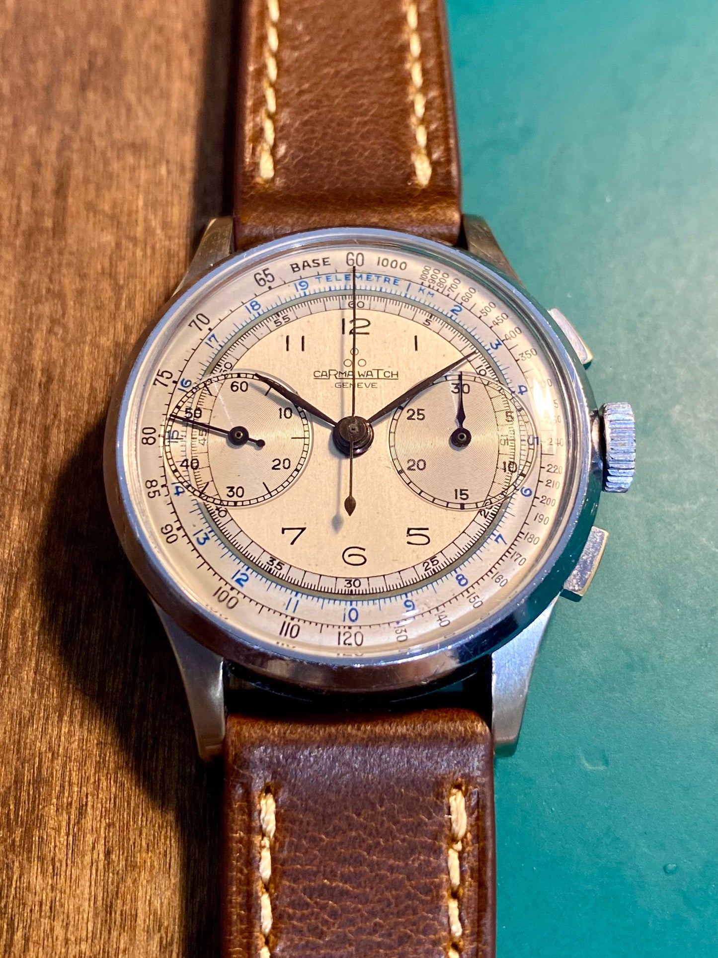 Carma Watch Chronograph Landeron 48 Montre Vintage Mécanique 1950