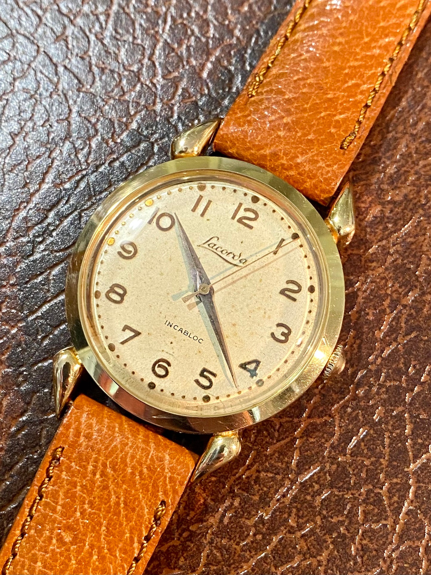 Lacorda Montre Vintage Française - Or Rose 18k, 750/1000 - Mécanique 1950