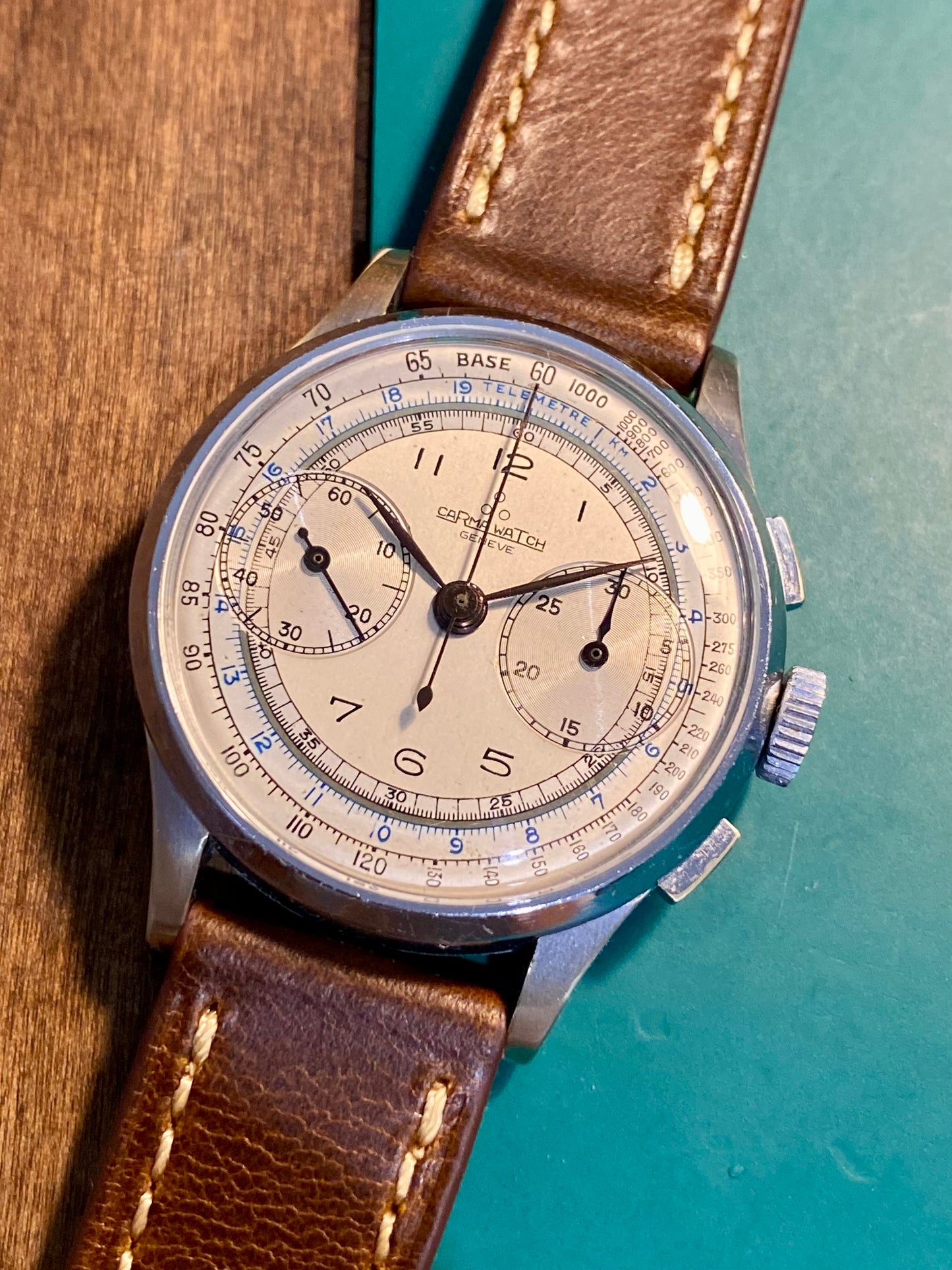 Carma Watch Chronograph Landeron 48 Montre Vintage Mécanique 1950