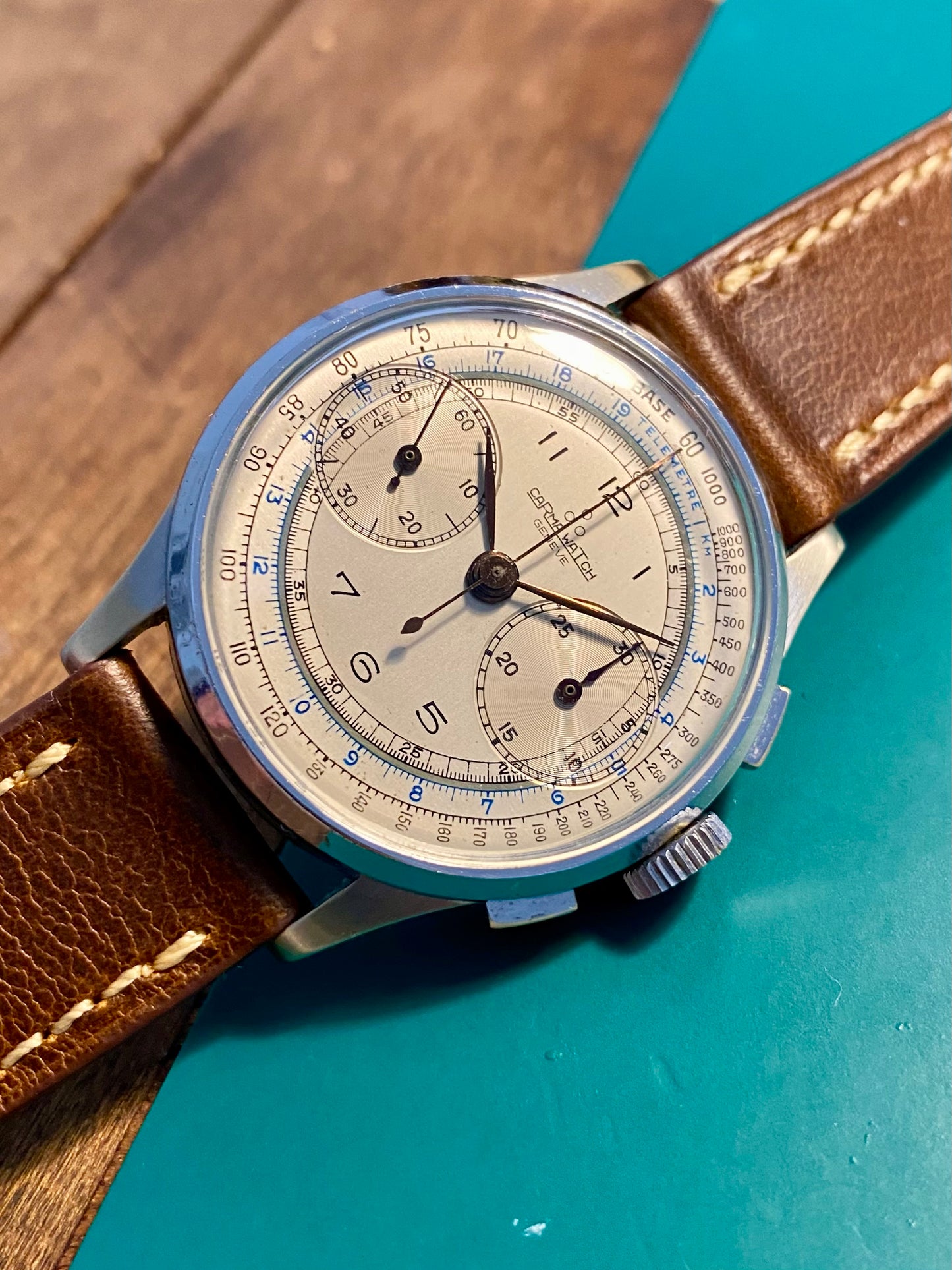 Carma Watch Chronograph Landeron 48 Montre Vintage Mécanique 1950