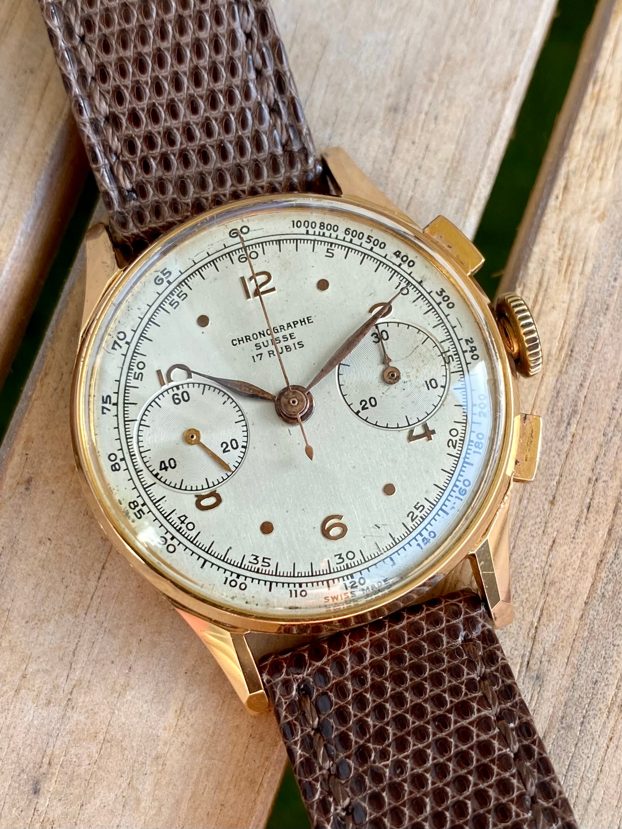 Chronographe Suisse 18k Or Rose 750 1000 Montre Vintage M canique