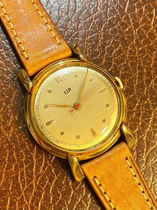 LIP R25 Plaqué Or Jumbo Size Montre Vintage Mécanique 1960