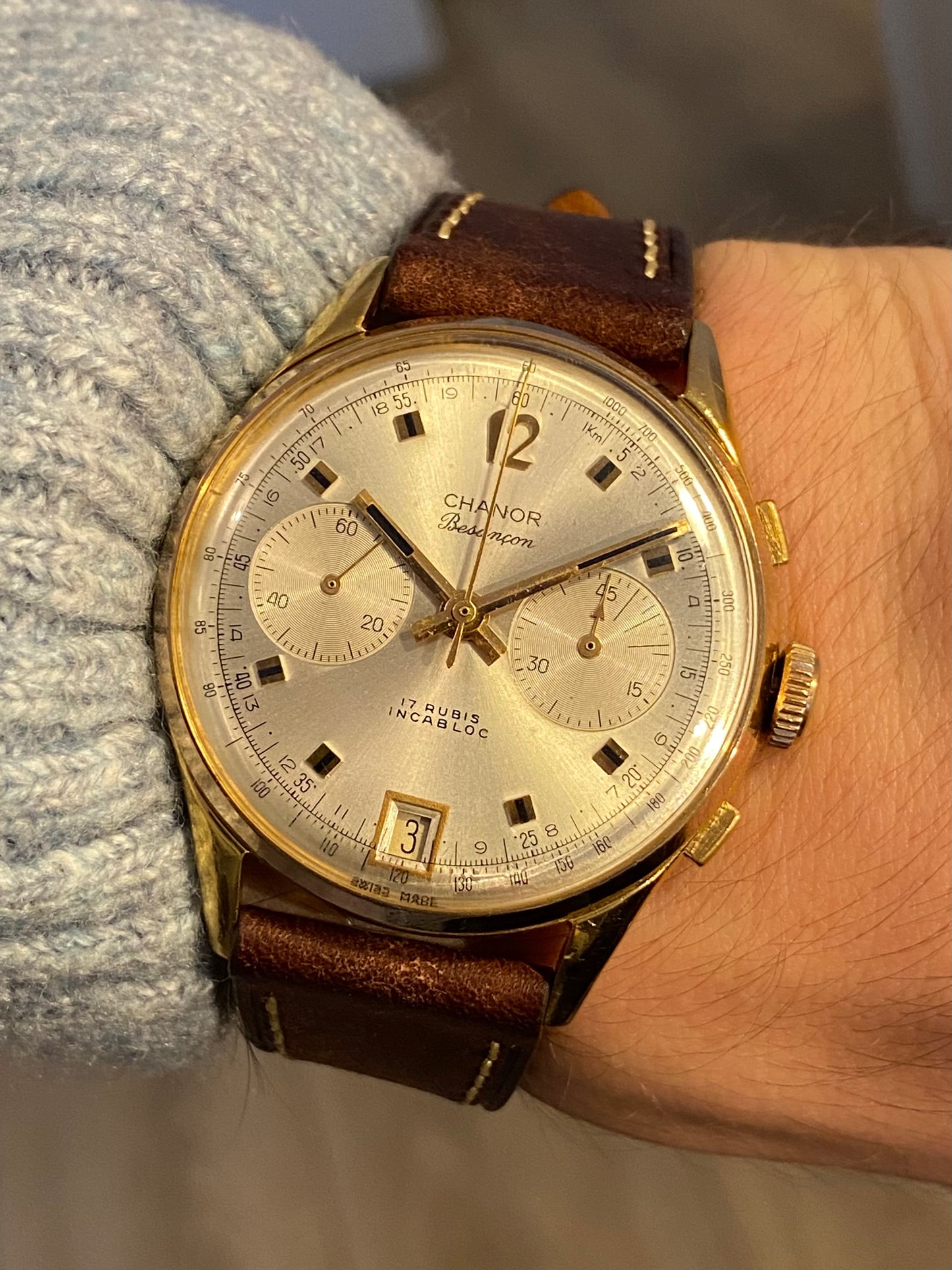 Chanor Besançon Montre Chronographe Landeron 187 Mécanique 1960