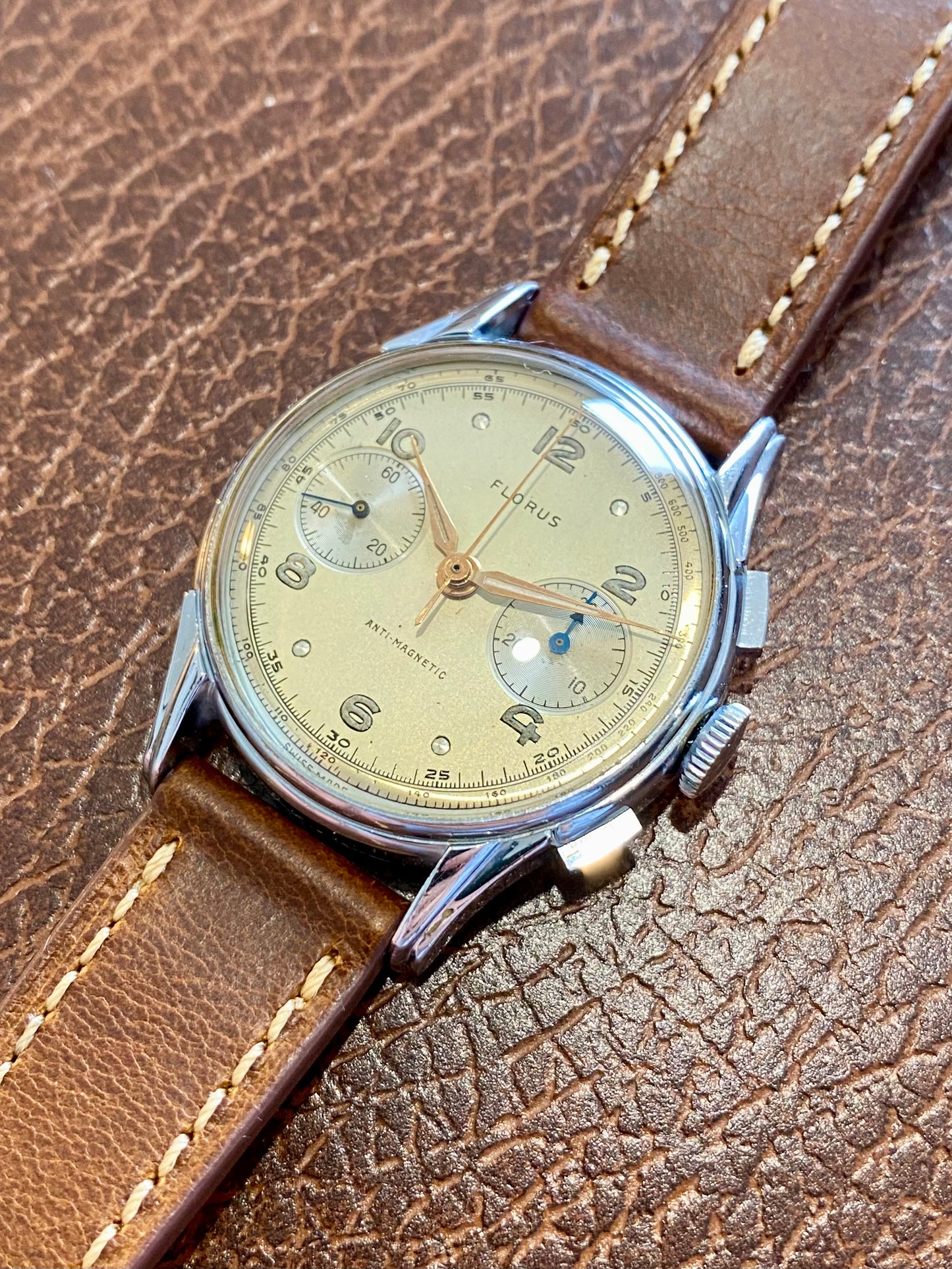 Florus Montre Vintage Chronographe Mécanique Landeron 48 1950