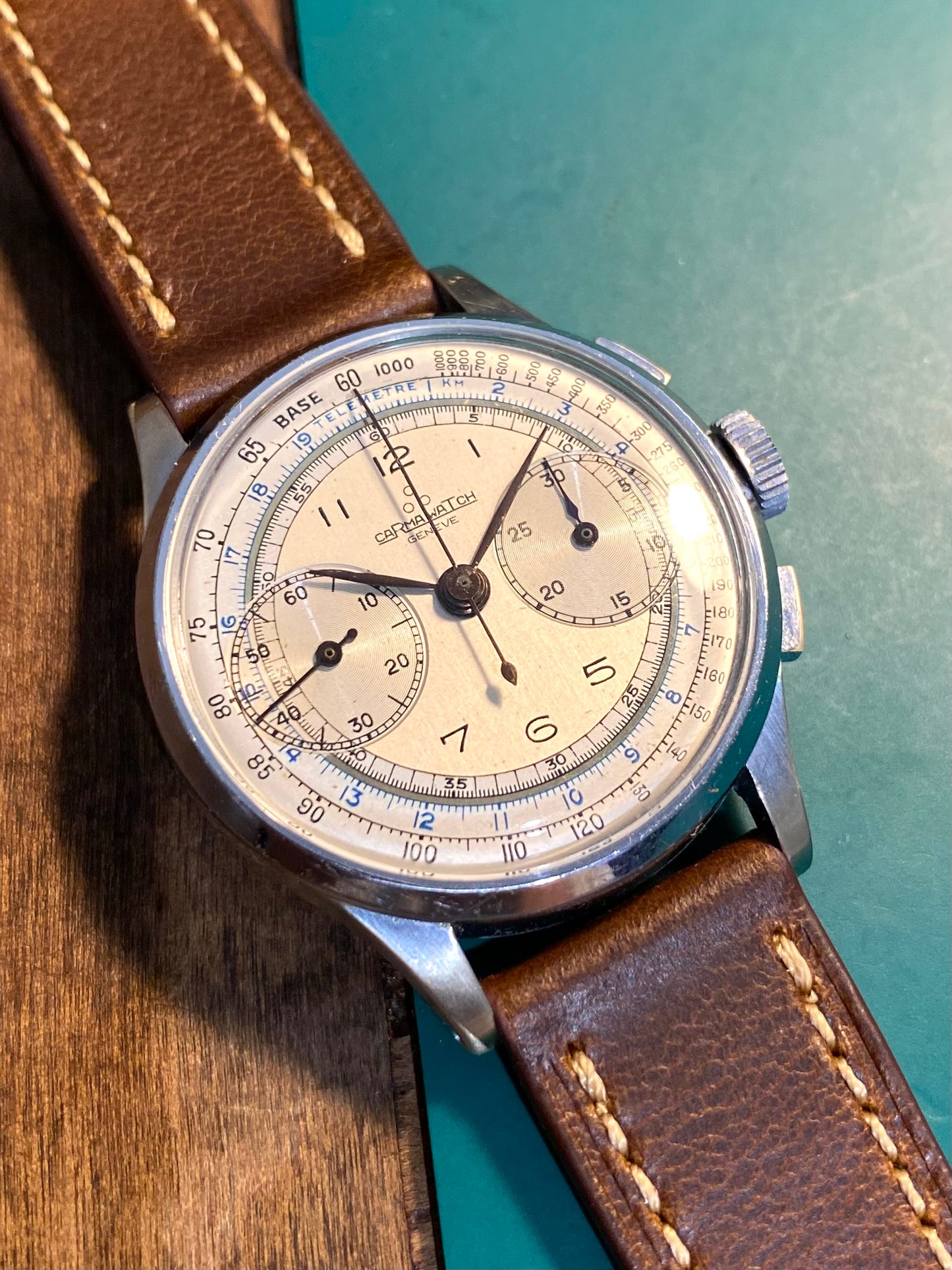 Carma Watch Chronograph Landeron 48 Montre Vintage Mécanique 1950