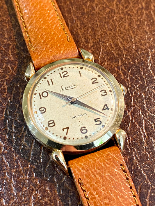 Lacorda Montre Vintage Française - Or Rose 18k, 750/1000 - Mécanique 1950