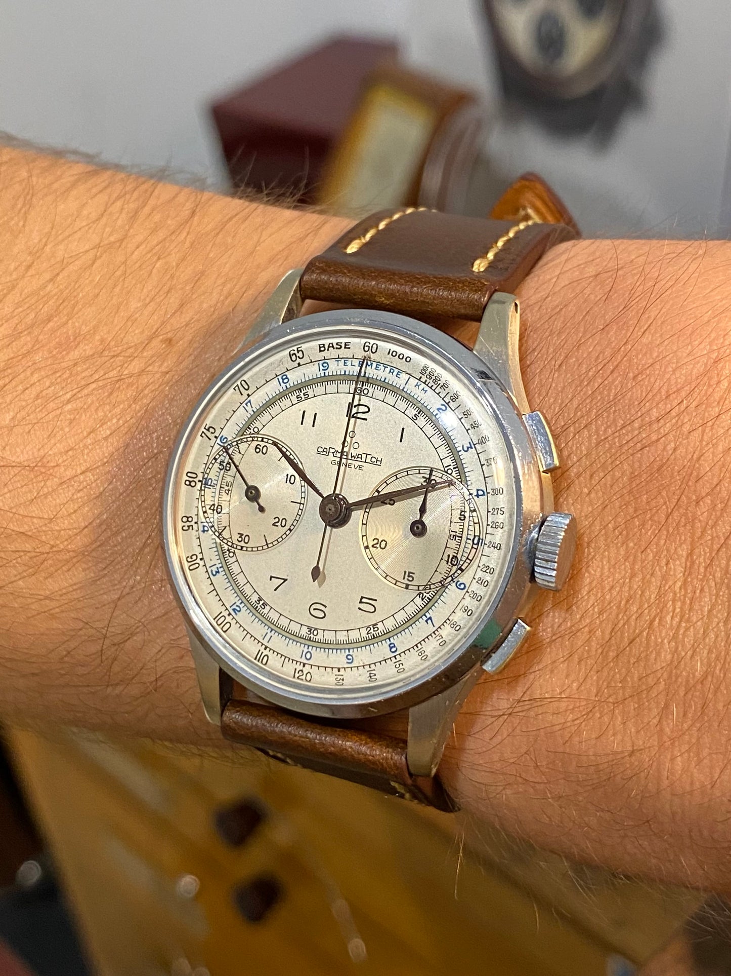 Carma Watch Chronograph Landeron 48 Montre Vintage Mécanique 1950