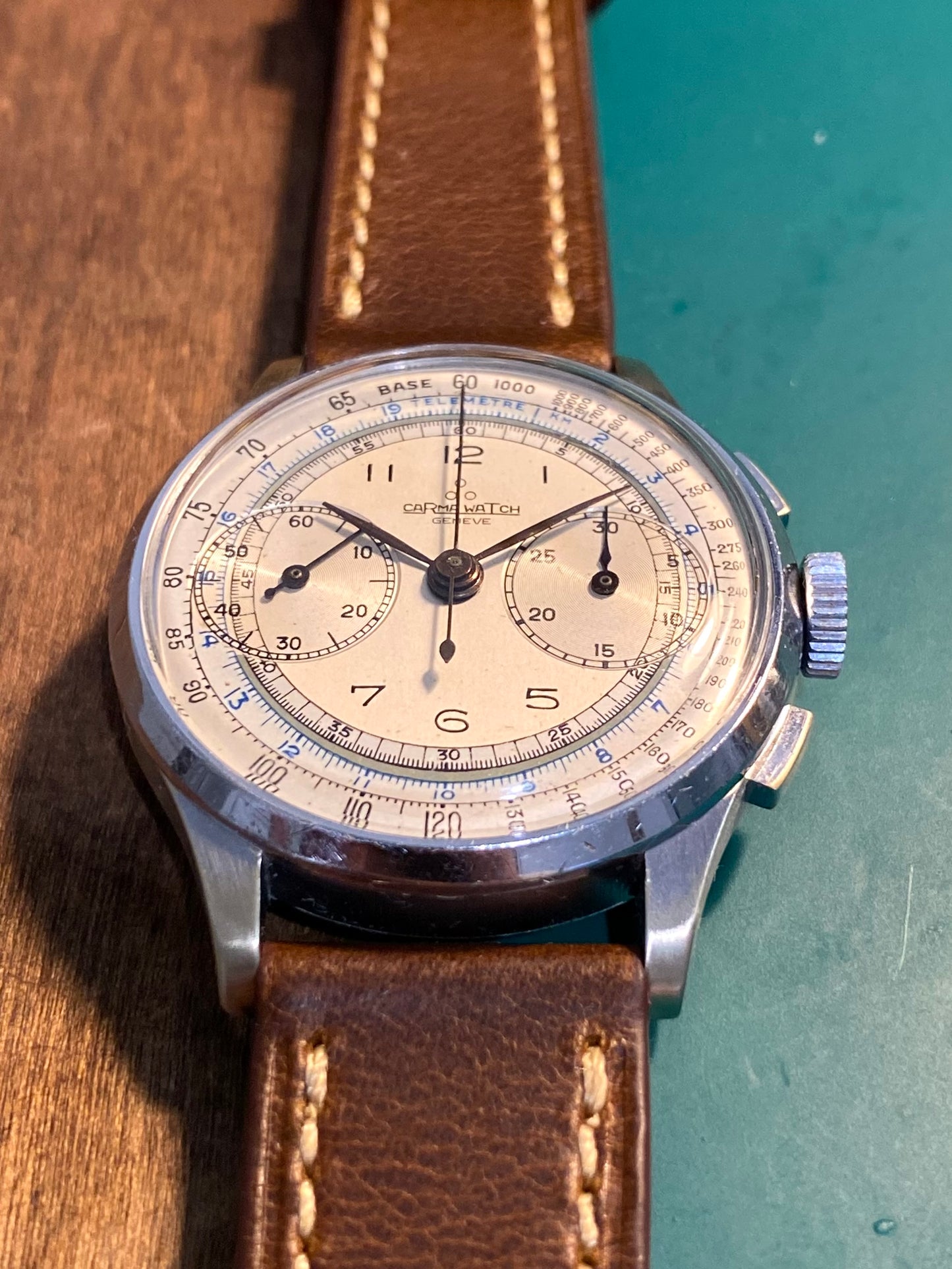 Carma Watch Chronograph Landeron 48 Montre Vintage Mécanique 1950