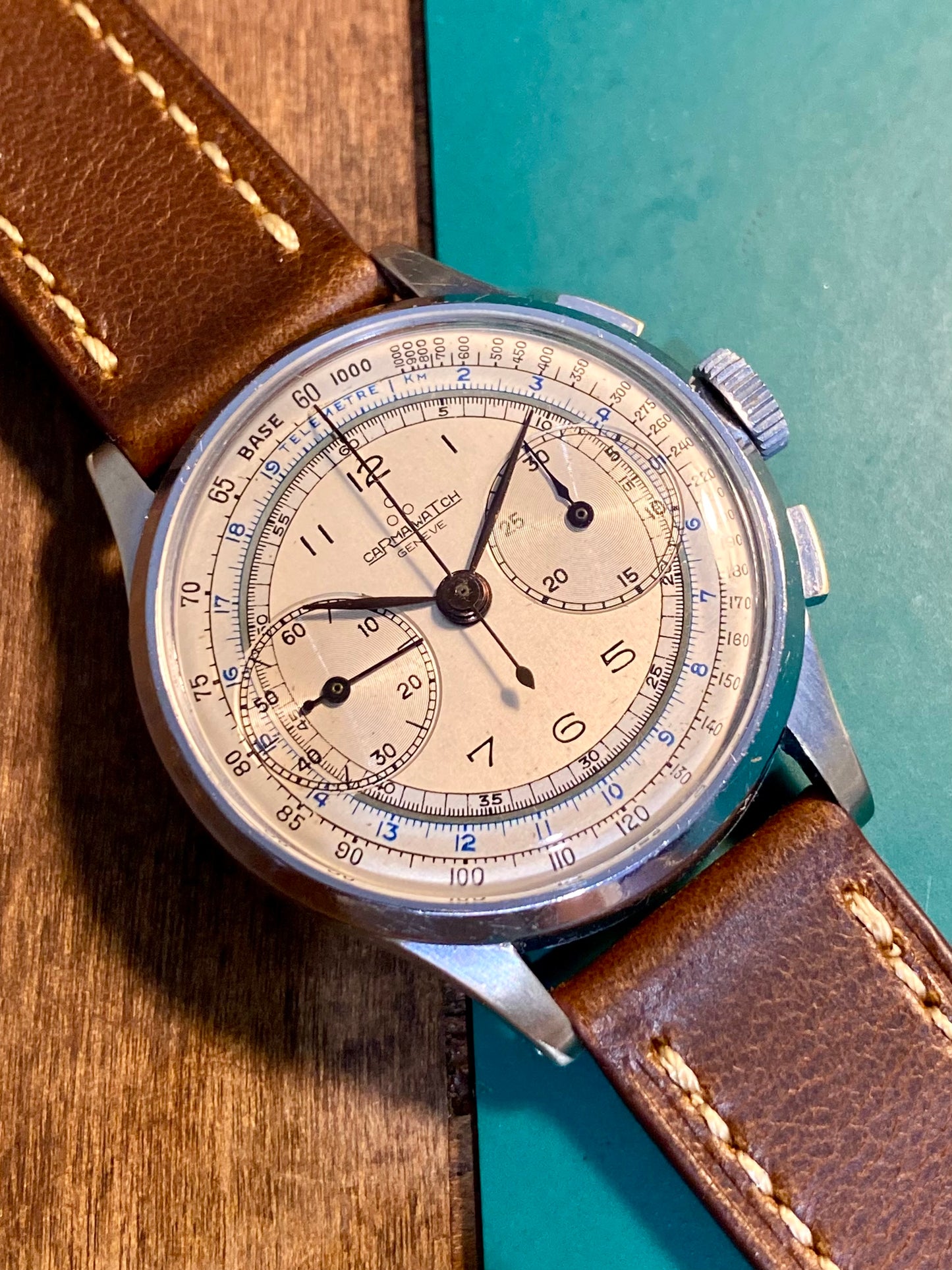 Carma Watch Chronograph Landeron 48 Montre Vintage Mécanique 1950