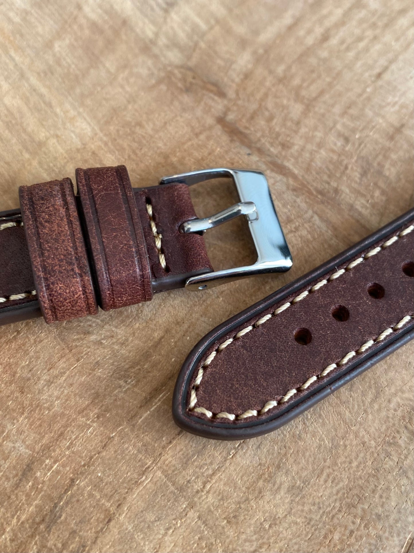 Bracelet de Montre - 18MM BORDEAUX - en Cuir Véritable Italien Vintage