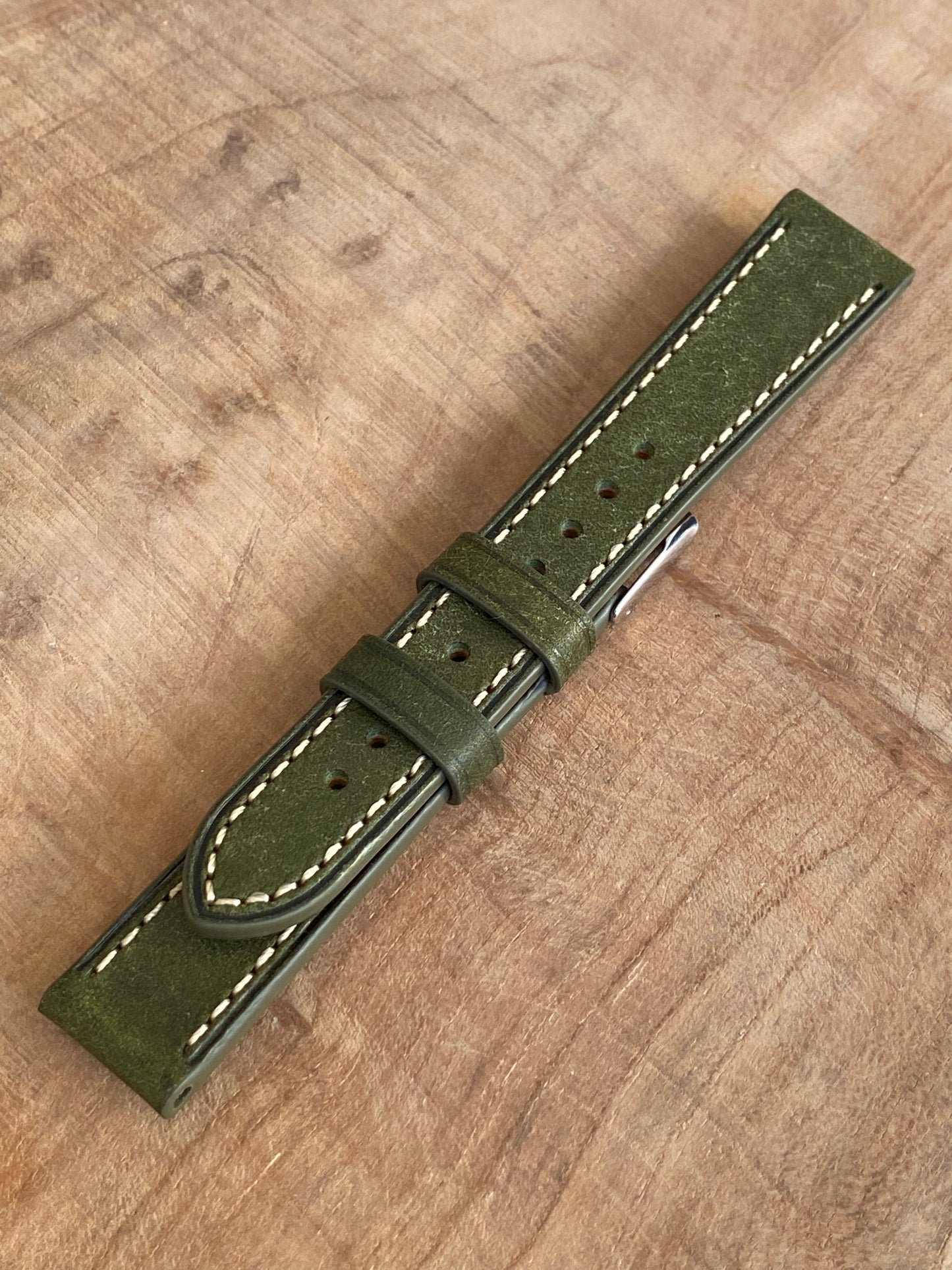 Bracelet de Montre - 18MM VERT - en Cuir Véritable Italien Vintage